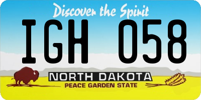 ND license plate IGH058