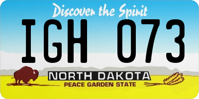 ND license plate IGH073