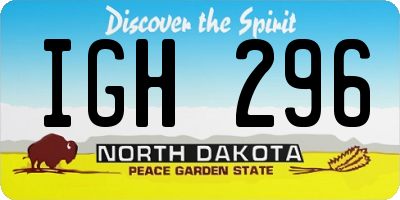 ND license plate IGH296