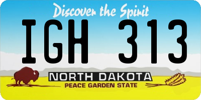 ND license plate IGH313