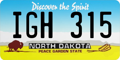 ND license plate IGH315