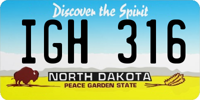 ND license plate IGH316