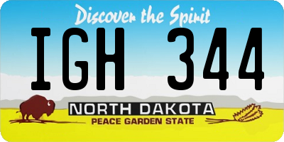 ND license plate IGH344