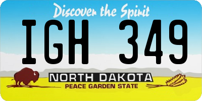 ND license plate IGH349