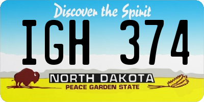 ND license plate IGH374