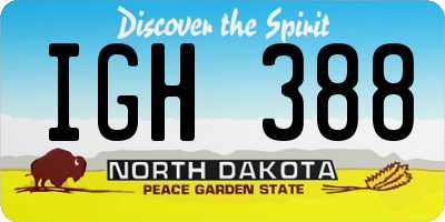 ND license plate IGH388