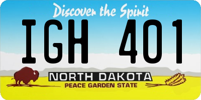 ND license plate IGH401