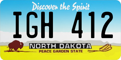 ND license plate IGH412