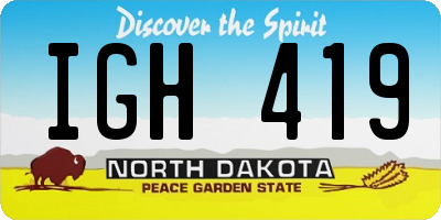 ND license plate IGH419