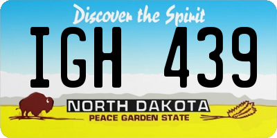 ND license plate IGH439