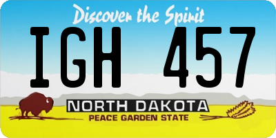 ND license plate IGH457