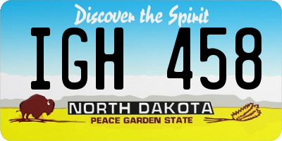 ND license plate IGH458