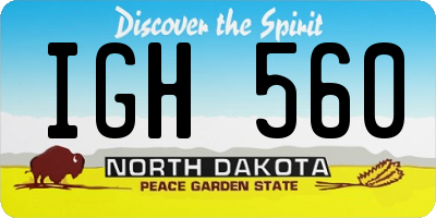 ND license plate IGH560