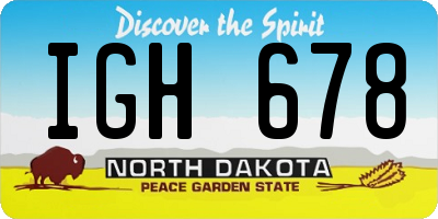 ND license plate IGH678