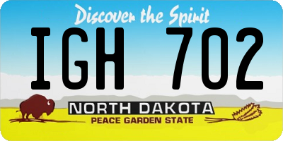 ND license plate IGH702