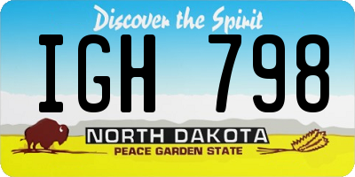 ND license plate IGH798