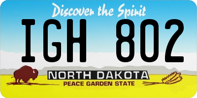 ND license plate IGH802