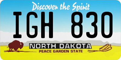 ND license plate IGH830