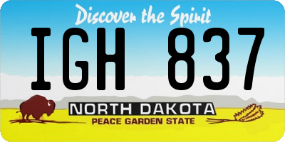 ND license plate IGH837