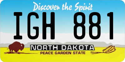 ND license plate IGH881