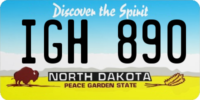 ND license plate IGH890