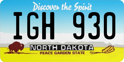 ND license plate IGH930