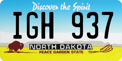ND license plate IGH937