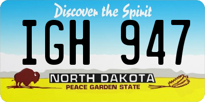 ND license plate IGH947