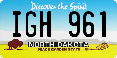 ND license plate IGH961