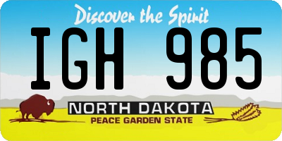 ND license plate IGH985