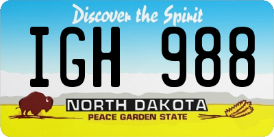 ND license plate IGH988