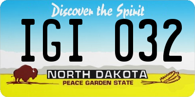 ND license plate IGI032