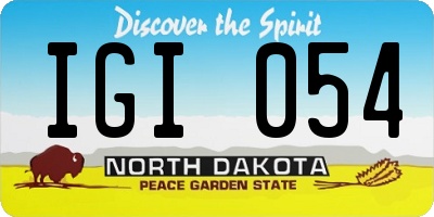 ND license plate IGI054