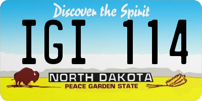 ND license plate IGI114