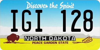 ND license plate IGI128