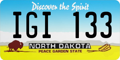 ND license plate IGI133