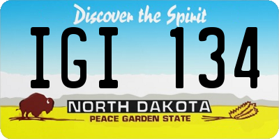 ND license plate IGI134