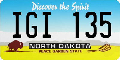 ND license plate IGI135
