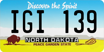 ND license plate IGI139