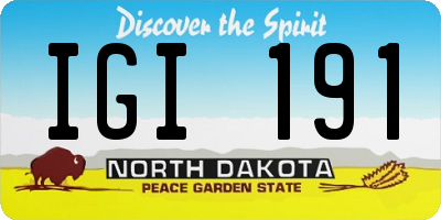 ND license plate IGI191