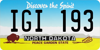 ND license plate IGI193