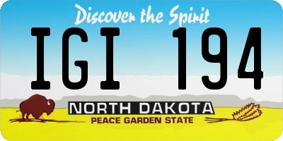 ND license plate IGI194