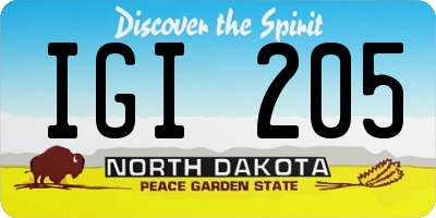 ND license plate IGI205