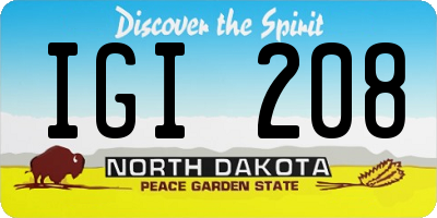 ND license plate IGI208