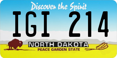 ND license plate IGI214