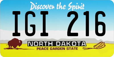 ND license plate IGI216