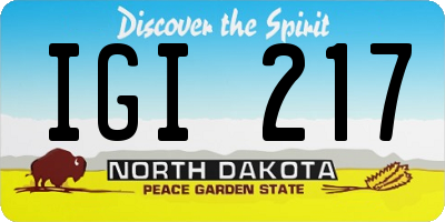 ND license plate IGI217