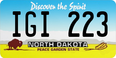 ND license plate IGI223