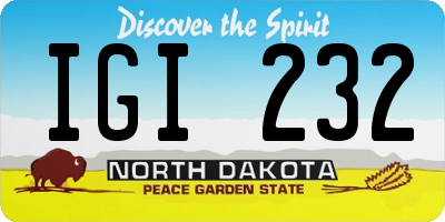 ND license plate IGI232
