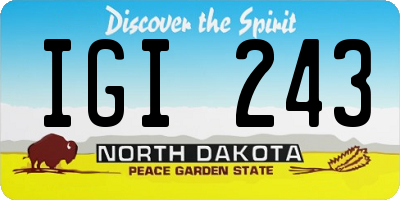 ND license plate IGI243